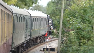 Blue Steam Engine Pulls Train Up Tenterden Bank, Kent UK 2022