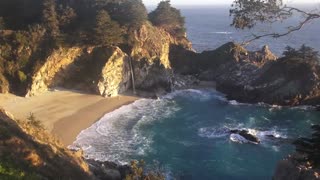 Relaxing 3 Hour Video of a Waterfall on an Ocean Beach at Sunset