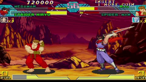 Megaman + Strider Hiryu vs Ryu + Spiderman