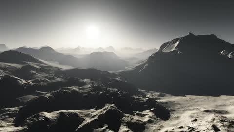 Mountainous surface of an alien world