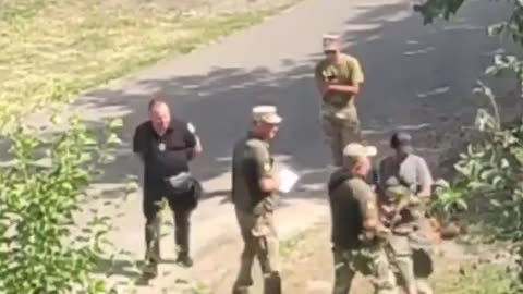 Ukrainian Zelensky regime's TCC abductors stops a Ukrainian man who they want to abduct