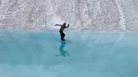 snow boarding superb scene like a lake