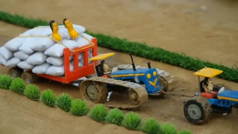 Diy mini tractor trolley loading|planting potatoes by using new technology| ‎@ToysHouse-toy