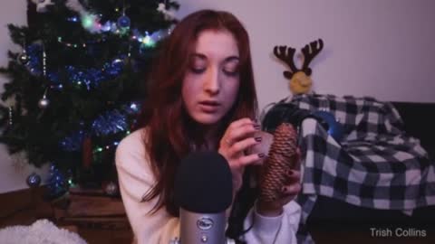 Girl with her hands relaxes her ears asmr