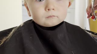 Curious Toddler Has His First Haircut