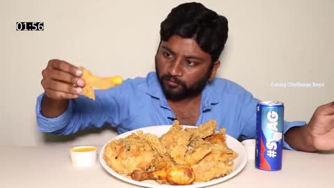 KFC FULL BUCKET CHICKEN AND SMOKY RED CHICKEN EATING CHALLENGE EATING CH_HD