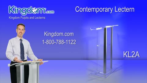 Contemporary Lectern - Clear Acrylic and Aluminum Podium Pulpit #KL2A