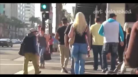 Girl Walks around wearing no pants (body paint jeans)