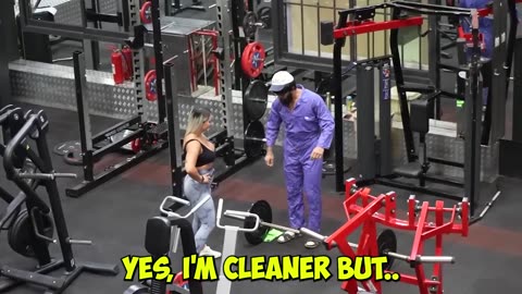 CRAZY CLEANER surprise GIRLS in a GYM prank #3 _ Aesthetics in public reactions