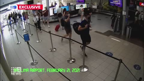 Brawl breaks out at airport | 9 News Australia