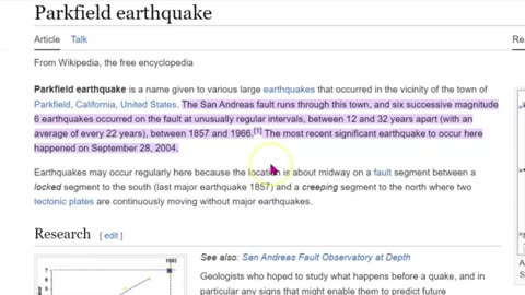 Earthquake Parkfield Ca. M 3.7