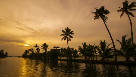 Sunset At The Backwaters Of Alleppey Kerala India Loop Video No Copyright