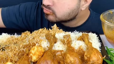 ASMR EATING SPICY CHICKEN CURRY+SPICY EGG CURRY+WHITE RICE+GREEN CHILLI || MUKBANG