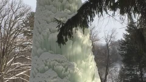 Ice volcano forms on geyser in New York
