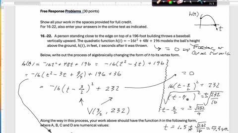 MAT 171 SP24 Exam 1 Free Response Solved