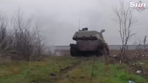 Russian soldiers fire self-propelled Howitzers at Ukrainian battlefield targets