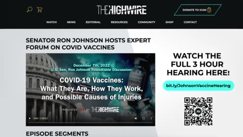 (Reminder) Senator Ron Johnson's Capital Hill Covid Forum Highlights (The Highwire 2022)