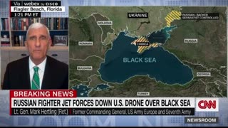 A Russian fighter jet forced down a US Air Force drone over the Black Sea