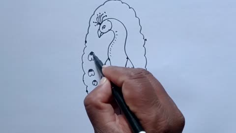 How To Draw Peacock With Dots Peacock Drawing