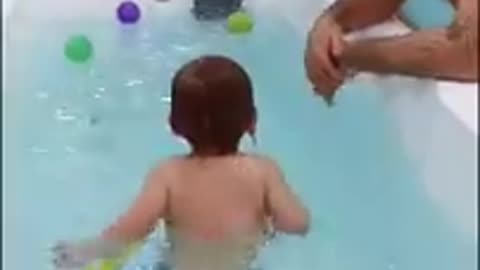 Cute baby girl swim very well#shortsfun