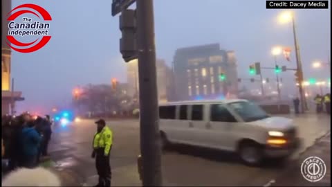 82 vehicle motorcade transports Biden and Trudeau to Parliament