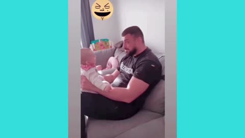 Baby Tries To Copy Dad - Funny Baby Moment - Try Not To Laugh