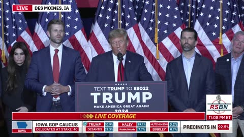 FULL SPEECH: Election Night in Iowa LIVE with RSBN at the Trump Campaign Watch Party - 1/15/24
