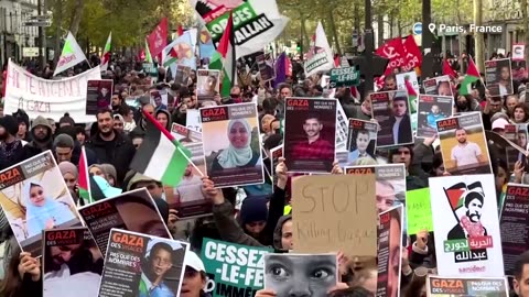 Thousands march in Europe to call for Gaza ceasefire