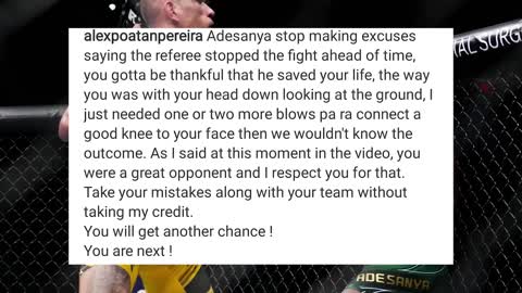 Alex Pereira goes off on Israel Adesanya for making excuses after UFC 281
