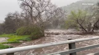 Flooding in California washes away roads