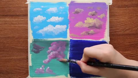 4 Type Of Drawing Clouds｜Easy & Simple Acrylic Painting Step by Step For Beginners #243｜Satisfying