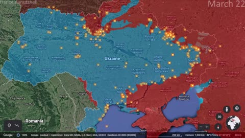 Russo-Ukrainian War 22nd of March Mapped using Google Earth