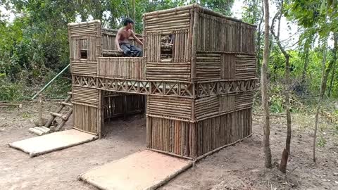 Building The Most Beautiful Survival House Villa By Bushman Skills