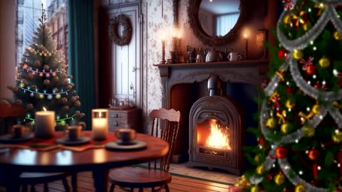 Cozy Christmas Ambience with Christmas Jazz Instrumental Music and Crackling Fireplace 🔥
