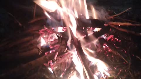 Camp fire in winter session