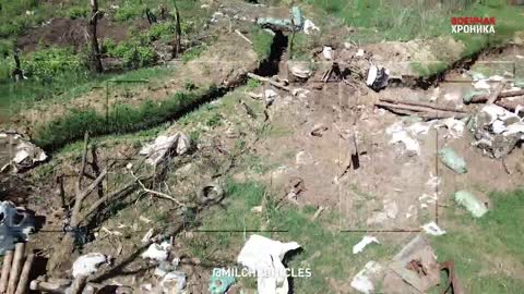 Ukraine War - Ukrainian trenches filmed with the help of a drone