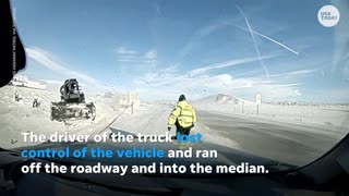 Wyoming highway patrol officer nearly struck by semi-truck