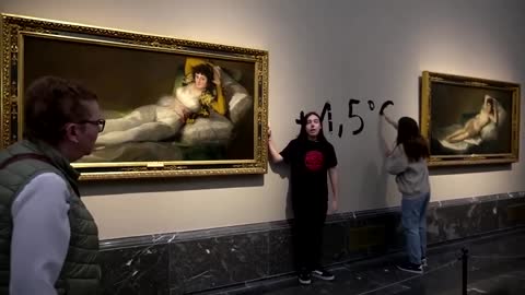 Climate activists glue themselves to Goya paintings