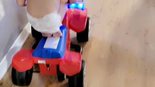 Toddler Topples Over Trying to Ride