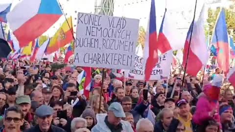 Tens of thousands on the streets of Prague today as Czechs hit out against the handling of the energy crisis and the sanctions on Russia, demanding the country leave the EU and NATO.