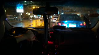 Driver Records His Night Car Drive In Egypt , street scene