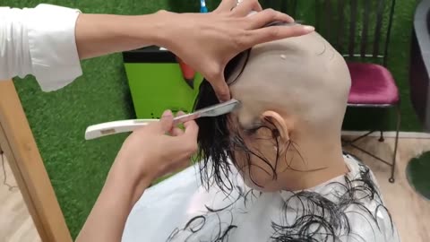 Girl Getting Head Shave For Bald Look