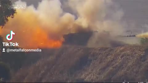 Israeli Merkava Tank being Destroyed by Palestinian Fighters