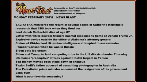 Monday, February 26, 2024 News Blast