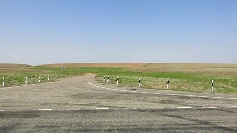 Deserted steppe landscape south of Astrakhan, Russia