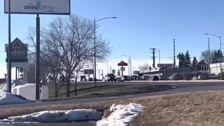 ICBM NUCLEAR WARHEAD CONVOY MOVING THROUGH GREAT FALLS, MONTANA