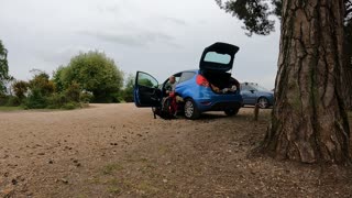 Speedlapse of getting ready for a hike . New forest England