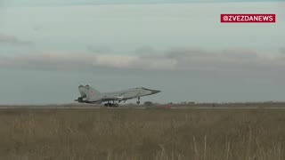 Supersonic MiG-31 fighters in the sky above the SMO zone