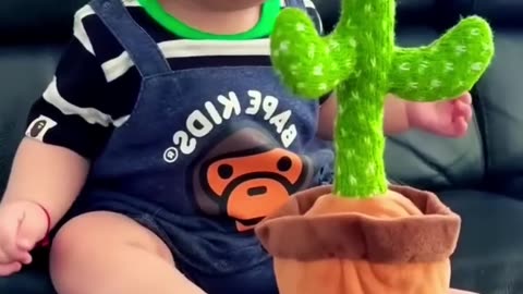 Cute baby talking to cactus #cute #baby #cutebaby