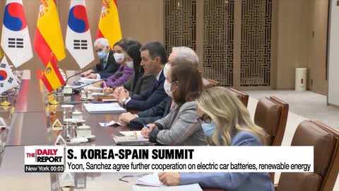 Yoon, Sanchez agree further cooperation on electric car batteries, renewable energy
